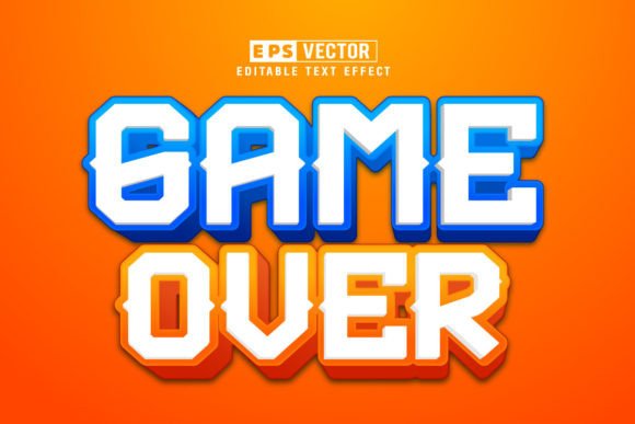 Game Over 3D Editable Text Effect Vector