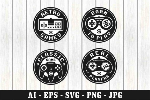Retro Game Vector Design Stamp Logo Pack