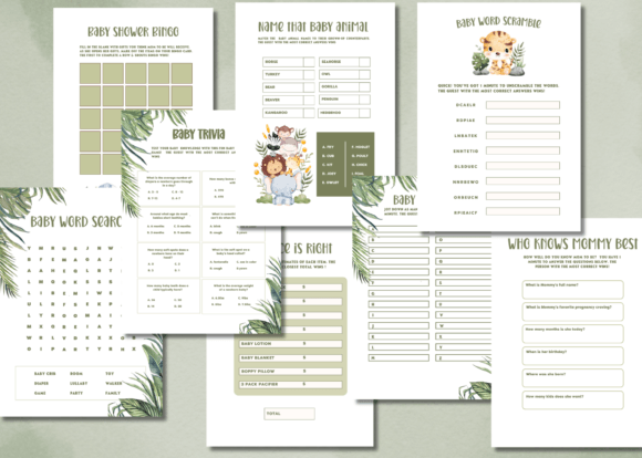 Safari Baby Shower Printable Game Cards
